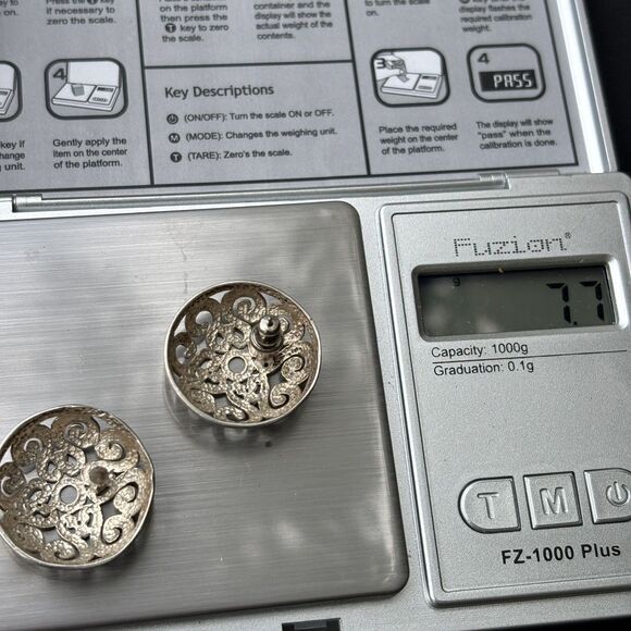 Vintage Handcrafted Sterling Silver Filigree Dome Earrings 7.1g Ornate Floral - Picture 6 of 6